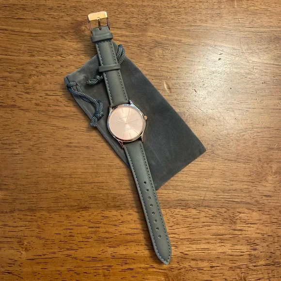 Jewelry | Monroe Solrose Charcoal Leather Watch | Poshmark
